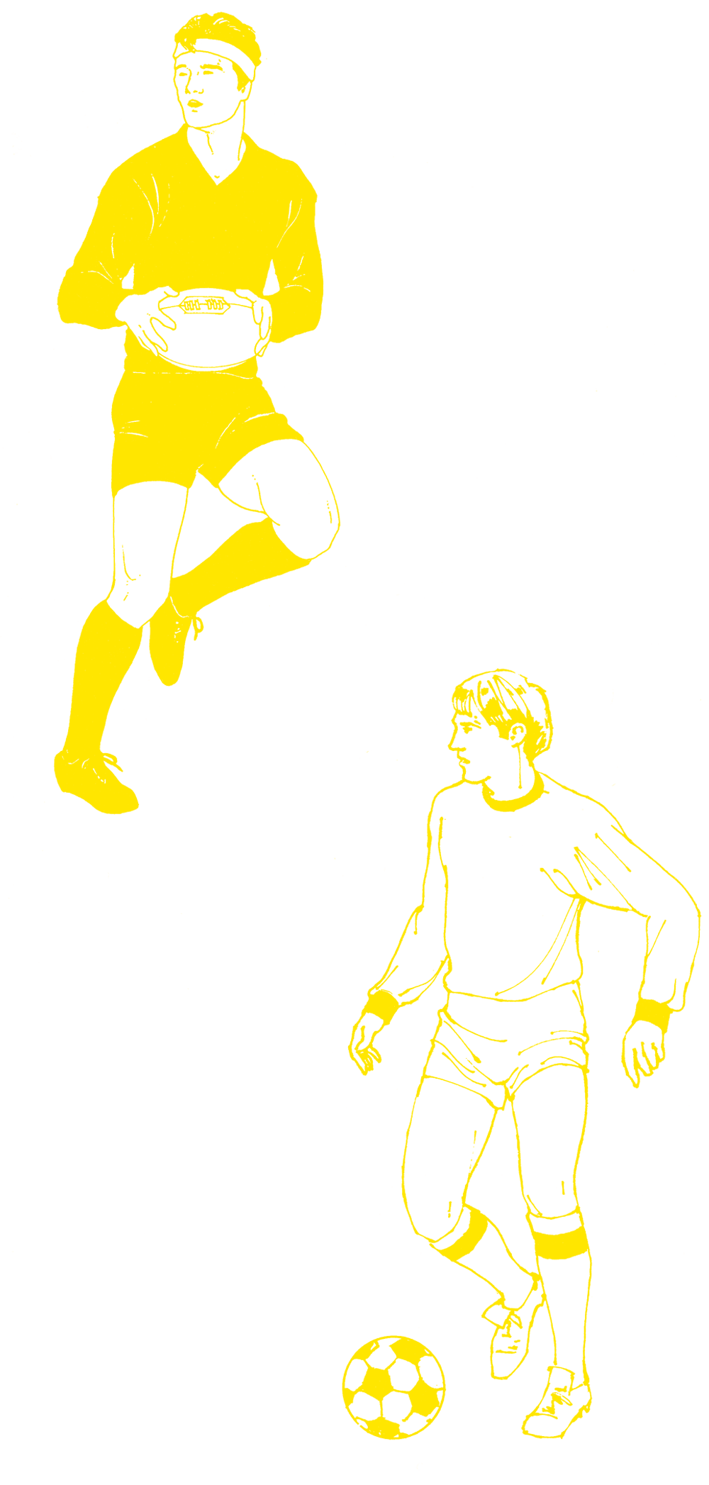 vintage illustration of two guys playing soccer